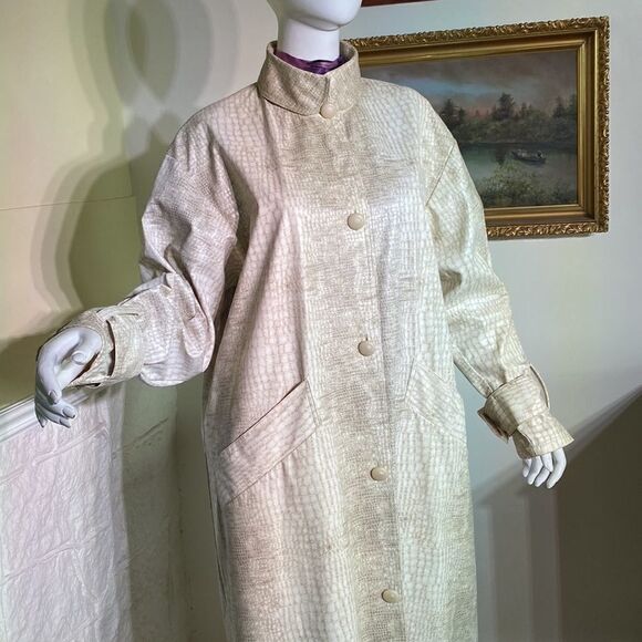 Vintage Linda Lundstrom 1980’s Snakeskin Maxi Trench Coat - Picture 5 of 13